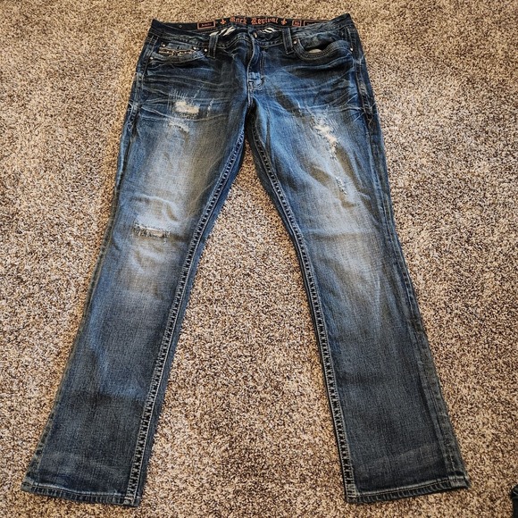 ROCK REVIVAL Women's Adaliz Easy Boot Cut Jeans Rhinestones Plus Size 36 x 30 - Picture 3 of 13